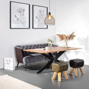 Polsterhocker Bompard 40 x 47 x 33cm Grau/Beige/Anthrazit