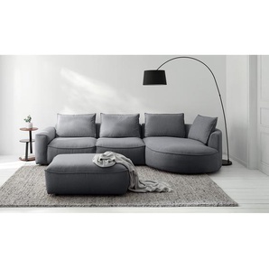 Polsterhocker 99 x 40 x 82cm Grau Webstoff Saia: Steingrau