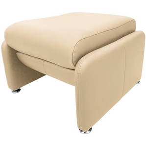 Polsterhocker 60 x 42 x 60cm Beige Echtleder Mabel: Warmes Beige