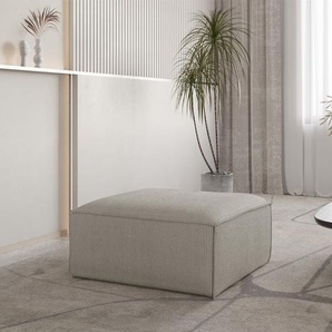 Polsterhocker Designerhocker CELES PREMIUM 105x105 cm in Stoff Scala Sandgrau