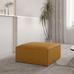 Polsterhocker Designerhocker CELES PREMIUM 105x105 cm in Stoff Scala Senfgelb