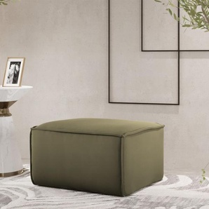 Polsterhocker Designerhocker CELES PREMIUM 105x105 cm Stoff Opera Velvet Olivgrün