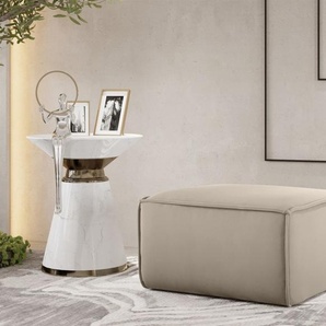 Polsterhocker Designerhocker CELES PREMIUM 65x65 cm Stoff Opera Velvet Beige