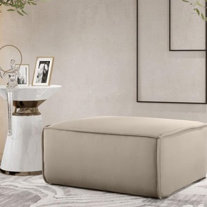Polsterhocker Designerhocker CELES PREMIUM 85x85 cm Stoff Opera Velvet Beige