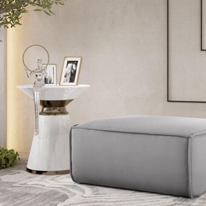 Polsterhocker Designerhocker CELES PREMIUM 85x85 cm Stoff Opera Velvet Hellgrau