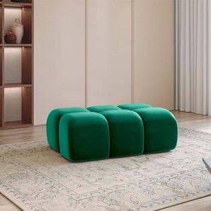 Polsterhocker Designerhocker DARCY 128x85 cm in Stoff Salvador Flaschengrün