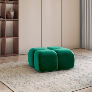 Polsterhocker Designerhocker DARCY 85x85 cm in Stoff Salvador Flaschengrün