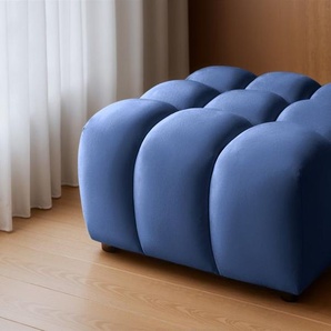 Polsterhocker Designerhocker FLOW in Stoff Bluvel Blau