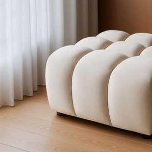 Polsterhocker Designerhocker FLOW in Stoff Bluvel Creme