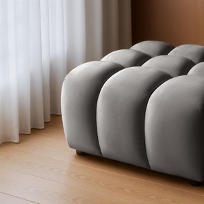 Polsterhocker Designerhocker FLOW in Stoff Bluvel Dunkelgrau