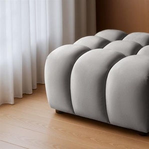 Polsterhocker Designerhocker FLOW in Stoff Bluvel Silbergrau