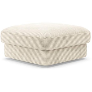 Polsterhocker Small Weiß Cordstoff Lizza Modern