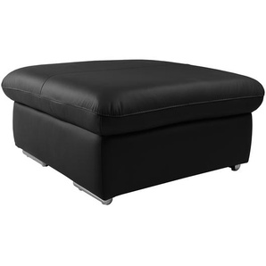 Polsterhocker Echtleder 86 x 46 x 86cm Schwarz
