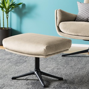Polsterhocker mit Kreuzfuß 51 x 37 x 41cm Beige Schwarz Samt Shyla: Beige