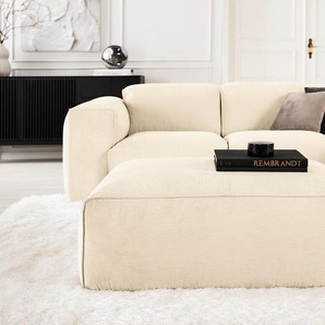 Polsterhocker 81 x 38 x 100cm Beige Cordstoff Snor: Beige