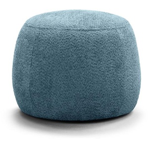 Polsterhocker LOVELOCK 59 x 45 x 59cm Blau Bouclé Stoff Cady: Hellblau