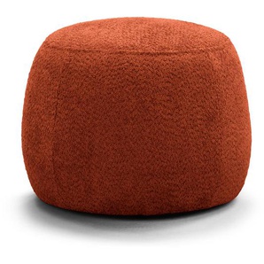 Polsterhocker LOVELOCK 59 x 45 x 59cm Rot Bouclé Stoff Cady: Rostrot