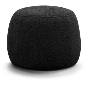 Polsterhocker LOVELOCK 59 x 45 x 59cm Schwarz Bouclé Stoff Cady: Schwarz