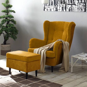 Polsterhocker Marson 63 x 43 x 42cm Gelb Microfaser Salvo: Ocker
