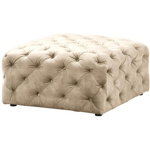 Polsterhocker Merlin 80 x 42 x 80cm Beige Samt Tomi: Creme
