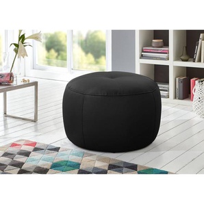 Polsterhocker Monteux 63 x 63cm Schwarz Echtleder Pua: Schwarz