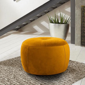 Polsterhocker Monteux 63 x 63cm Gelb Samt Ravi: Senfgelb