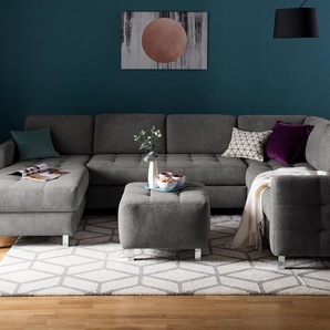 Polsterhocker 56 x 43 x 56cm Grau/Grau