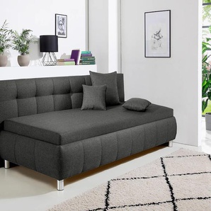 Polsterliege MAINTAL Malea Komplettbetten Gr. Struktur (100% Polyester) Kopfteil rechts, Liegefläche B/L: 100 cm x 200 cm, Gewicht bis: 80 kg H2, Bonnell-Federkernmatratze, grau (anthrazit) Polsterliegen mit Bettkasten, in 3 Breiten, Federkern- oder