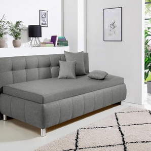 Polsterliege MAINTAL Malea Komplettbetten Gr. Struktur (100% Polyester) Kopfteil rechts, Liegefläche B/L: 90 cm x 200 cm, Gewicht bis: 80 kg H2, Bonnell-Federkernmatratze, grau Polsterliegen mit Bettkasten, in 3 Breiten, Federkern- oder Bonellmatratze