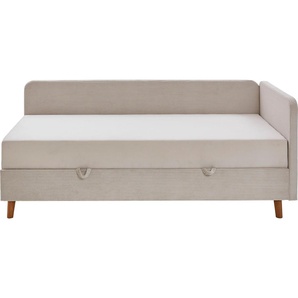 Polsterliege MEISE.MÖBEL Komplettbetten Gr. Cord, Liegefläche B/L: 90 cm x 200 cm Betthöhe: 54 cm, Gewicht bis: 100 kg H3, 7-Zonen-Taschen-Federkernmatratze, beige Polsterliegen