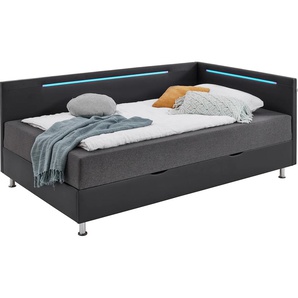 Polsterliege MEISE.MÖBEL Komplettbetten Gr. Kunstleder-Webstoff, Liegefläche B/L: 90 cm x 200 cm Betthöhe: 53 cm, Gewicht bis: 100 kg H3, 7-Zonen-Taschen-Federkernmatratze, schwarz (schwarz, anthrazit) Polsterliegen