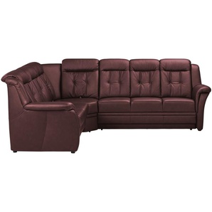 Polstermöbel Oelsa Komfort-Ecksofa aus Leder  Andorra ¦ rot ¦ Maße (cm): B: 272 H: 99 T: 238.0