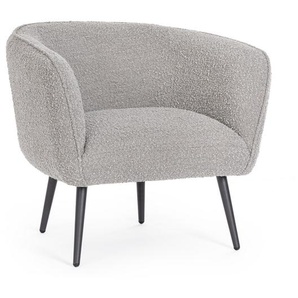 Polstersessel Avril 76x70x68cm Grau Stoff in Boucle-Optik mit Stahlbeine schwarz