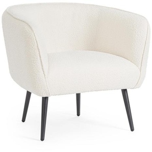 Polstersessel Avril 76x70x68cm Weiß Stoff in Boucle-Optik mit Stahlbeine schwarz
