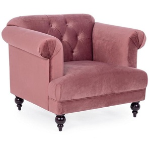 Polstersessel Blossom 97x82x78 Stoff Rose Samt-Optik Steppmuster mit Designfüßen