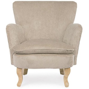 Polstersessel Chenille 71,5x72,5x79 Taupe mit Kordsamt-Optik Stoff und Holzfüßen