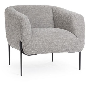 Polstersessel Claudine 78x74x73 cm Boucle-Optik in Grau mit Stahlgestell schwarz