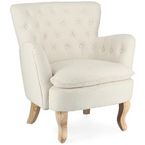Polstersessel Orlins 71,5x72,5x79 Creme Boucle-Optik Stoff mit Beinen aus Kiefer