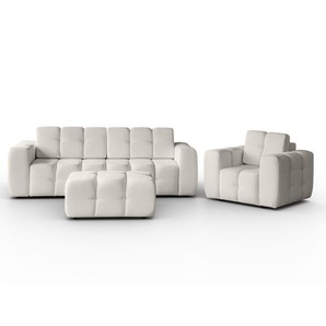 Polsterset BONA Ecksofa+Sessel+Hocker hellbraun Raven 28