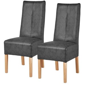 Polsterstuhl 2-er Set aus Eiche - schwarz - Materialmix - 44 cm - 103 cm - cm 63,0 | Möbel Kraft