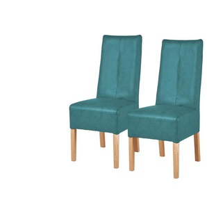 Polsterstuhl 2-er Set aus Eiche - türkis/petrol - Materialmix - 44 cm - 103 cm - cm 63,0 | Möbel Kraft