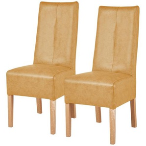 Polsterstuhl 2er Set Eiche curry - gelb - Materialmix - 44 cm - 103 cm - 63 cm | Möbel Kraft