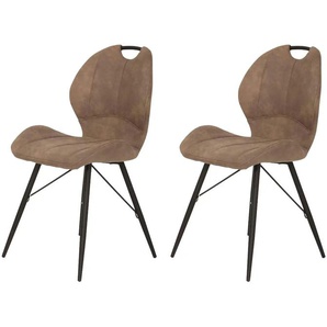 Polsterstuhl 2er-Set mit Griff - braun - Materialmix - 56 cm - 86 cm | Möbel Kraft