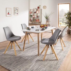 Polsterstuhl 49 x 85 x 55cm Webstoff Cors: Granit Grau Braun 4er Set