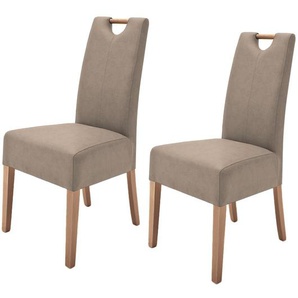 Polsterstuhl Alessia II 2er-Set 47 x 99 x 59cm Braun/Taupe/Eiche
