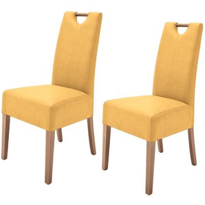 Polsterstuhl Alessia II 2er-Set 47 x 99 x 59cm Gelb/Curry/Eiche Massiv