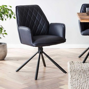 Polsterstuhl Esszimmer Set mit Armlehnen Gestell aus Metall (2er Set)