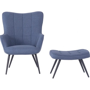 Polsterstuhl HOMEXPERTS Ulla Stühle Gr. B/H/T: 72 cm x 97 cm x 80 cm, 1 St., Polyester, Metall, blau (blau, schwarz) Polsterstühle mit modernem Cord, Samt- oder Microfaserbezug