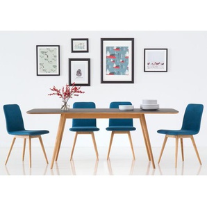 Polsterstuhl 2er-Set 45 x 85 x 60cm Echtleder Tupi: Petrol Blau/Petrol