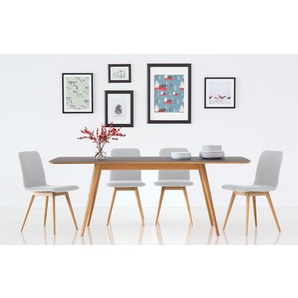 Polsterstuhl 2er-Set 45 x 85 x 60cm Echtleder Tupi: Hellgrau Grau/Lichtgrau